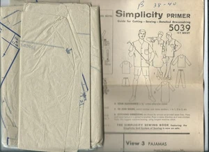 S 5039 sewing pattern 60's manly PAJAMAS Top Pants NIGHTSHIRT size Medium 38-40 - Picture 1 of 1