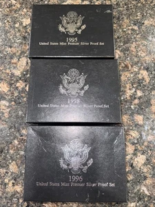 United States Mint Premier Silver Proof Set Lot Of 3 ~ 1995 1996 1998 ) - Picture 1 of 1