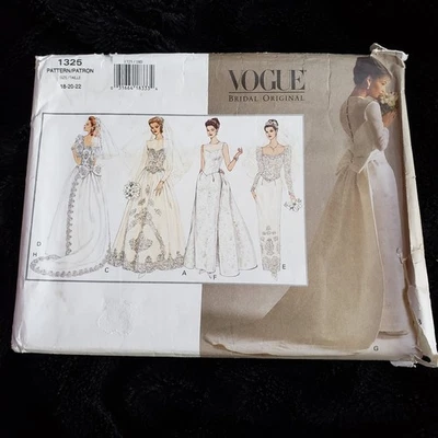 Vintage Vogue 1325 Wedding Dress & Detachable Train Sewing Pattern Sz 18 20 22  - Image 1 of 4