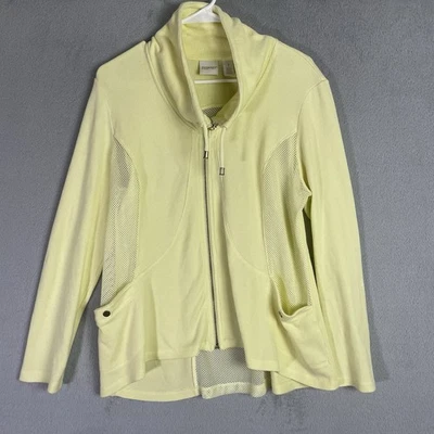 Chico's Zenergy Sweatshirt Womens Size 1 Yellow Long Sleeve Full Zip Pockets - Image 1 of 4