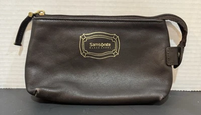 Samsonite Black Label Small Dark Brown Leather Utility Pouch 8”x5” - Image 1 of 4