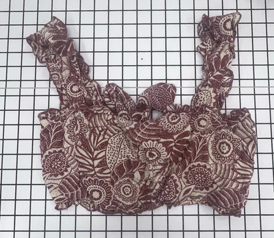 Angie Floral Ruffle Crop Top -Tie Back-Size Medium - Image 1 of 3