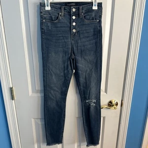 Women Liverpool High Rise Ankle Jeans Blue Button Distressed 2/26 Gently Used - Picture 1 of 10