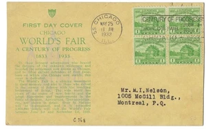 '33 FDC Chicago World's  A Century of Progress Fair B4 on John Gill Cashet card - Picture 1 of 1