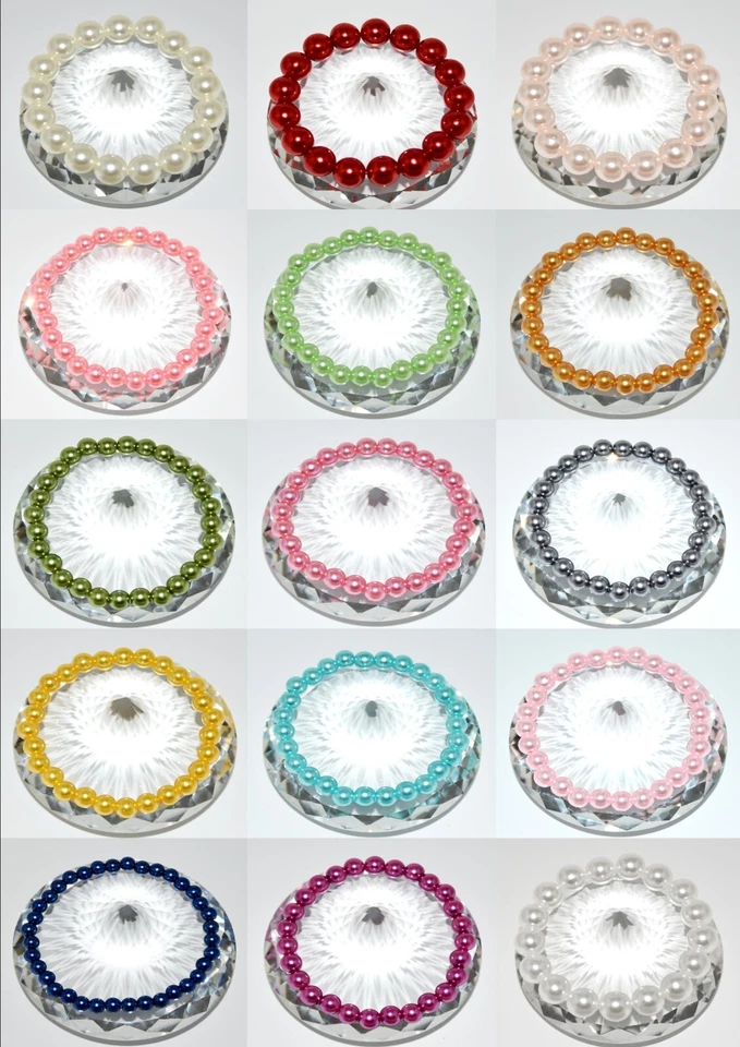 Kunst Perlen-Armband 17-18,19-20,21-22,23-24cm P.Ø 6,8,10,12,14,16mm Neu 1 Stück - Bild 1 von 1