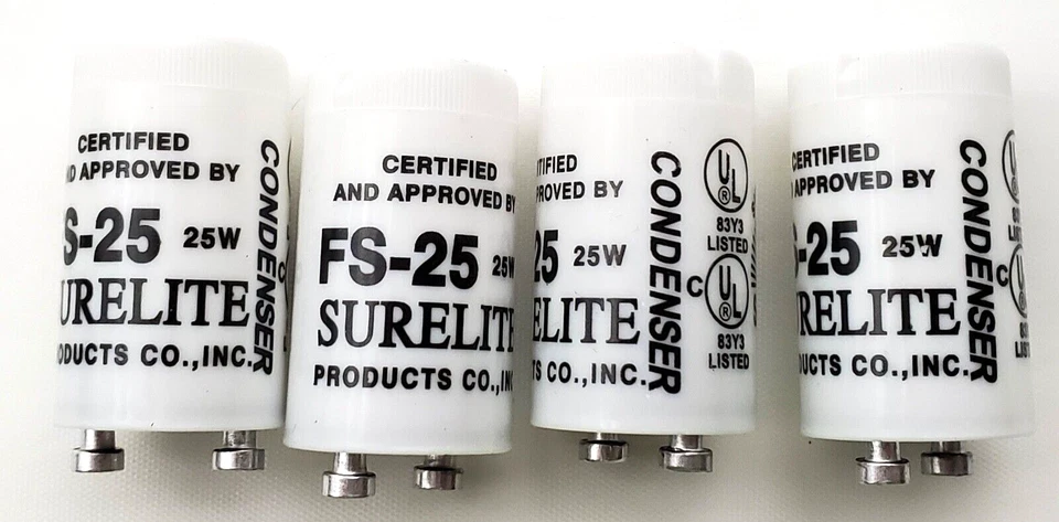 25 Surelite FS 25 Fluorescent Lamp Starters 4 1