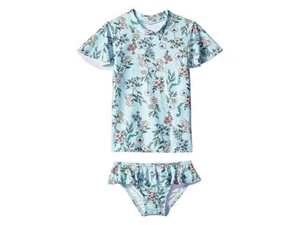 Seafolly L19459 Kids Aqua Mystical Garden Short Sleeve Rashie Set Size 4 - Picture 1 of 2