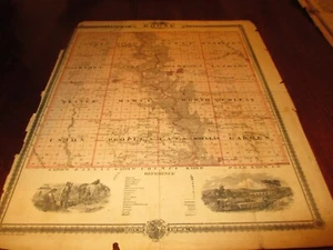 BOONE  COUNTY IOWA  MAP CIRCA 1870-80, PROPERTY OWNERS NAMES - Picture 1 of 1