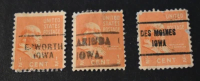 3 - 1938 US Stamps - Scott #803 - Precancels - Used - Iowa - Image 1 of 2