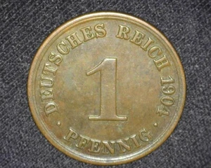 GERMANY 1904-A PFENNIG EMPIRE KM10 ABOUT UNCIRCULATED ~X89 - Picture 1 of 2