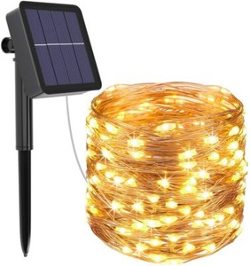 Solar Lichterkette 100 LED Solar Lichtschlauch Aussen Draht Garten Deko warmweiß