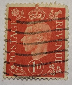 Portoeinnahmen ~ King George VI ~ rote 1D Briefmarke ~ verschickt/gebraucht ~ um 1940 ~ Z12 - Bild 1 von 6