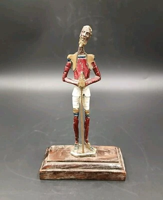 Escultura de Colección Metal Bronce Don Quijote Base de Madera Española Rara 7" Foto 1 de 4