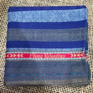 CLASSIC VINTAGE BLUE BOLD STRIPED ART MEN HANDKERCHIEF COTTON POCKET SQUARE 18" - Picture 1 of 3