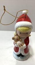 Vintage Joan Walsh Anglund Christmas Holiday Ornament Figurine Girl Teddy Bear