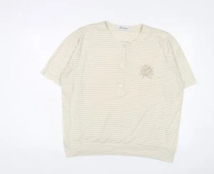 Berkertex Womens Ivory Striped Polyester Basic T-Shirt Size 18 Henley - Flower, - Picture 1 of 10