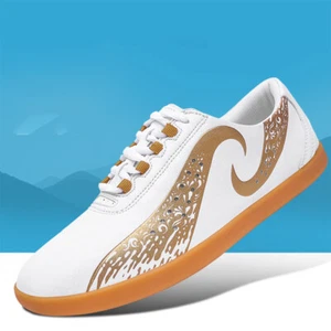 Men-made Leather Kung Fu Tai Chi Shoes Martial Art Shoes Sneakers Cowhide - Picture 1 of 21