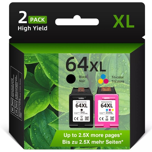 64 XL 64XL Black Color Ink Cartridges for HP Envy 6200 6220 7155 7158 ...