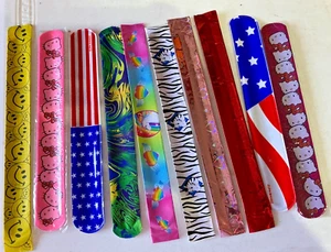 10 Assorted Slap Bracelets Carnival Party Toys, Favors 10 Bracelets - Picture 1 of 3