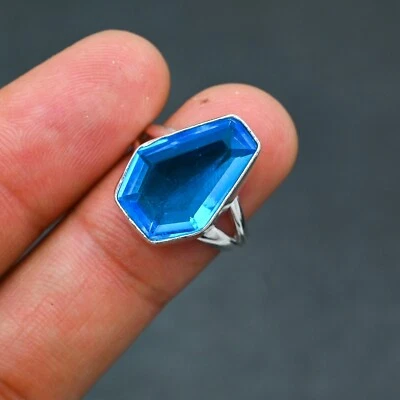 Blue Iolite Gemstone 925 Sterling Silver Ring Handmade Jewelry Ring For Gift - Image 1 of 4