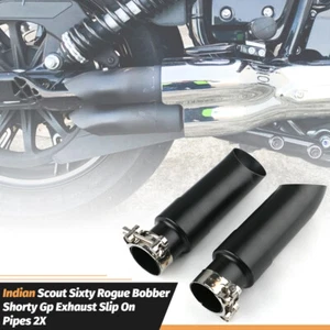 2x Shorty GP Exhaust Slip On Pipes For 2015-2024 Indian Scout Sixty Rogue Bobber - Picture 1 of 9