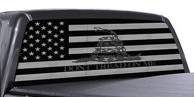 Truck Rear Window  Dont Tread On Me Gadsden American Flag Perforated Vinyl decal - Image 1 of 3