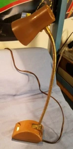 1960s Small Desk Lamp / Flexible Gooseneck / Made In Japan / Brown&Brass - Nice - Picture 1 of 10