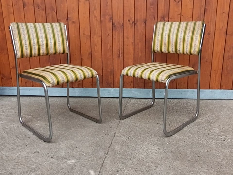 Chair Chrome Dining Room 70er Vintage Space Age Upholstered Retro 1/2B Cover