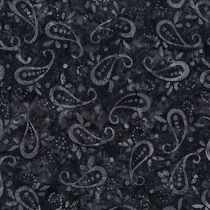 Wilmington Batiks - Starlight - Paisley - Black/Gray - Picture 1 of 7