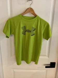 Under Armour Loose Heatgear - Short Sleeve Tee - Yellow Green - Youth Size Med - Picture 1 of 11