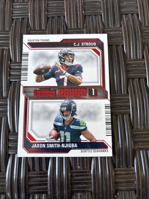 2023 Panini Contenders - Round Numbers C.J. Stroud, Jaxon Smith-Njigba #4 Red... - Image 1 of 2