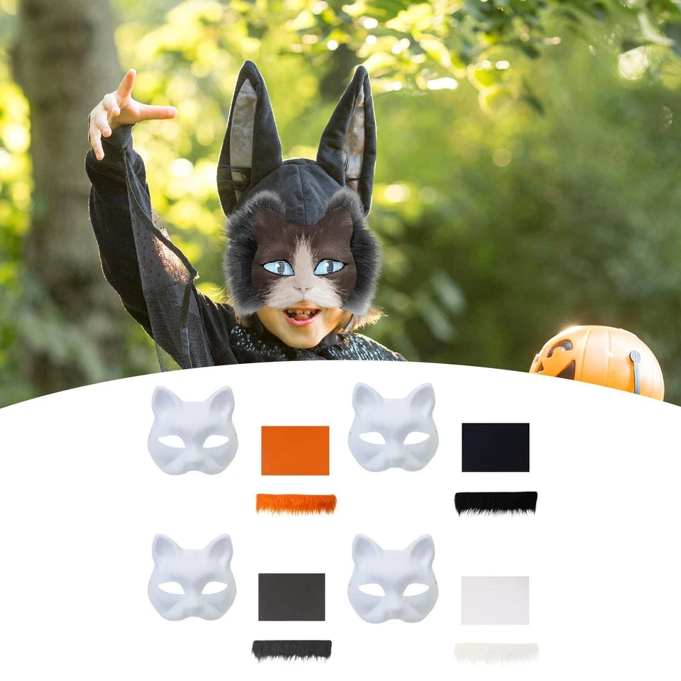 DIY Cat Mask Kit with Fabric Strip Mesh Sheet, Blank Cat Mask for Painting for - Image 1 of 1