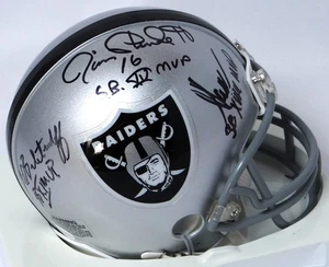 Allen, Biletnikoff, Plunkett Autographed Raiders Speed Mini Helmet w/ SB MVP - - Picture 1 of 5