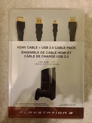 Sony PlayStation 3 HDMI Cable + USB 2.0 Cable Pack 10 ft OEM - Image 1 of 2