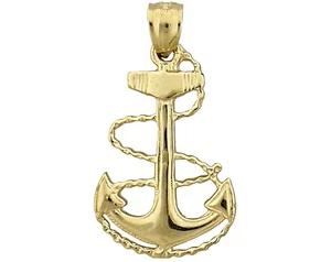 Colgante de ancla y cuerda de barco de oro 14K - Imagen 1 de 6