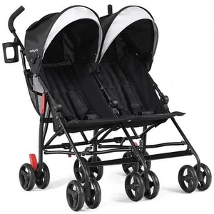 Foldable Twin Baby Double Stroller Ultralight Umbrella Kids Stroller-Black - Col - Picture 1 of 5