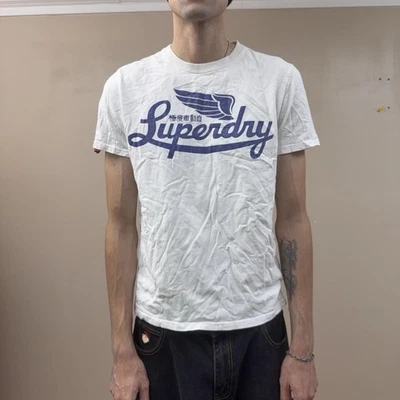 Vintage Superdry White and Blue Tshirt Size Large Short Sleeve - Image 1 of 4