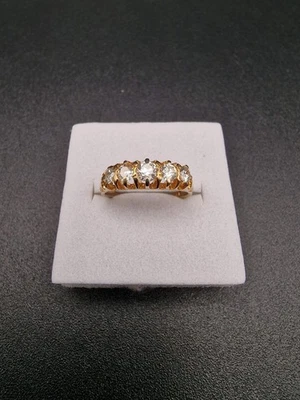 Antique 18ct Gold Diamond Ring Edwardian 5 Diamonds Size I Stunning - Image 1 of 4