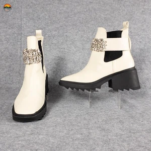 Karl Lagerfeld Cavin Paris Fashion Chelsea Boot White Leather Women's Size 11M - Picture 1 of 14