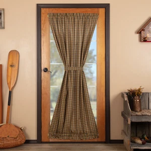 Rustic 72"x40" Door Panel Green Rod Pocket Cedar Tie Window Curtains VHC Brands - Picture 1 of 6