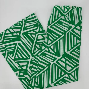Chico's Size 1 Green White Abstract Groovy Print Wide Leg Pants Medium - Picture 1 of 13