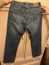 D &G Made in Italy Vintage Embroidered Denim Blue Regular 32 Men's JEANS RETRO