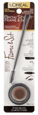 Loreal Brow Stylist Frame & Set Cream Promade 214 Warm Brunette .08 OZ - Image 1 of 2