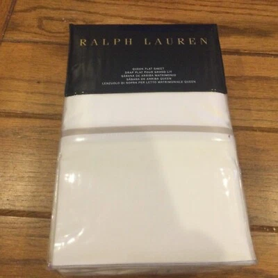 Ralph Lauren - Sábana plana Queen - Palmer Percal - Franela pálida - Nueva  Foto 1 de 4