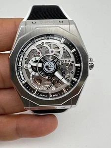 Noda Aero Series 1 43mm Steel Skeleton White Dial Mens Japan Automatic Watch - Picture 1 of 9
