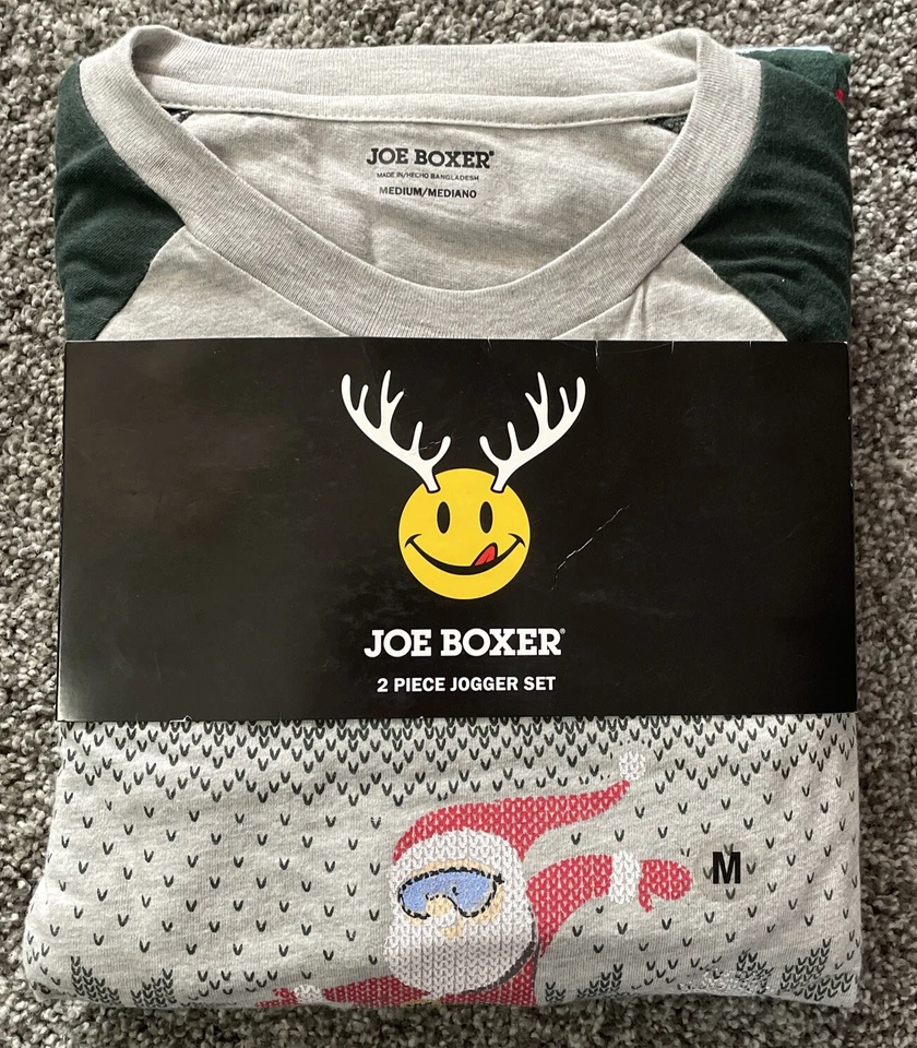 Conjunto de pijama de algodón/poliéster para hombre Joe Boxer patrón navideño talla mediana nuevo con etiquetas Foto 1 de 4