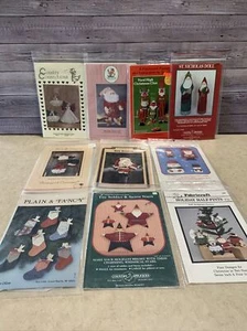 LOT OF 10 CHRISTMAS HOLIDAY CROSS STITCH PATTERNS ORNAMENTS, SANTA - Picture 1 of 11