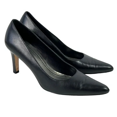 Женские мягкие кожаные туфли-лодочки Brooks Brothers 3 дюйма на шпильке с заостренным носком черные размер 7 - Изображение 1 из 4