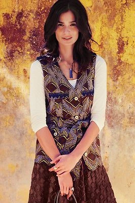 NWT ANTHROPOLOGIE Elevenses Geo Safari Vest Top,  S, M, L, Geomatric Linen blend - Image 1 of 4