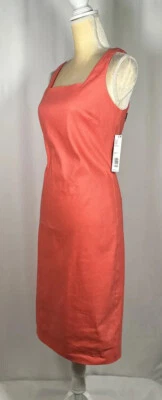 Antonio Melani Dress Sheath 6 Midi Sleeveless Linen Blend Stretch Pink New - Image 1 of 4
